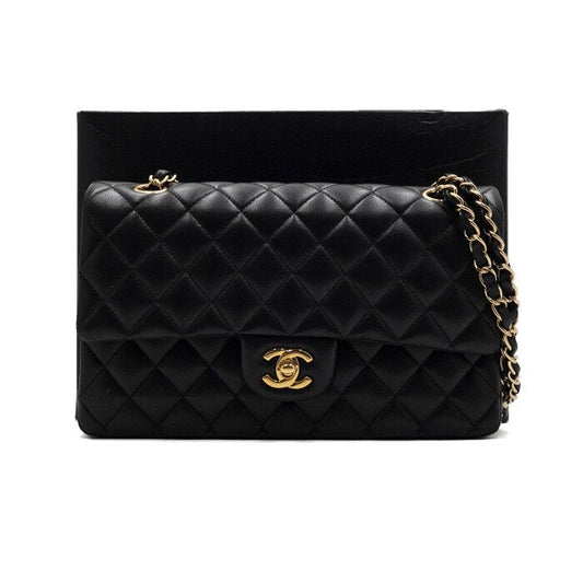 CHANEL Black Lambskin Classic Medium Flap Shoulder Bag with Gold Chain A01112 157899863 [P]