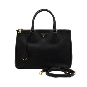 Prada Saffiano Lux Double Zip Tote and Shoulder Bag - Black 1BA274 157899935 [P]