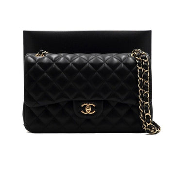 CHANEL Schwarz Leder Schultertasche mit goldfarbener Kette A58600 157899937 [P]