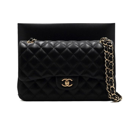 CHANEL Schwarz Leder Schultertasche mit goldfarbener Kette A58600 157899937 [P]