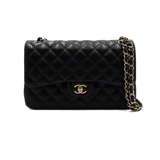 CHANEL Schwarz Leder Schultertasche mit goldfarbener Kette A58600 157899937 [P]