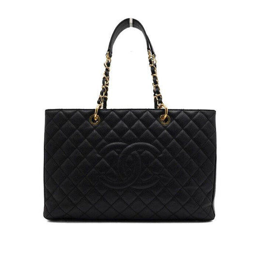 CHANEL Große Schultertasche aus schwarzem Kaviar mit goldener Kette A66865 157899940 [P]