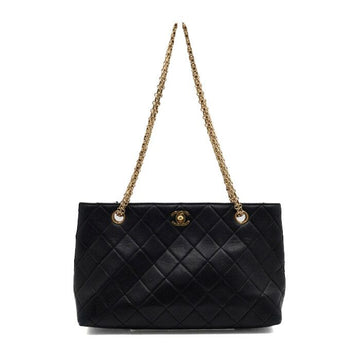 CHANEL Schwarze Kalbsleder Vintage Steppung Goldkettentasche aa65401 157899942 [P]