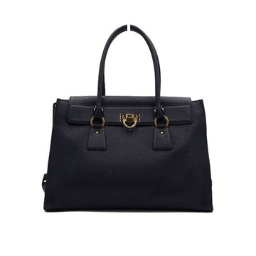 Salvatore Ferragamo Navy Leather Gancini Flap Lotti Large Tote Bag 21 F267 157899971 [P]