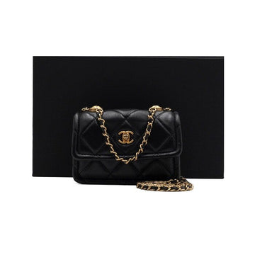 CHANEL AP1664 Petit Sac Chain Tote Bag in Schwarz Lammleder mit goldenen Beschlägen 157899982 [P]