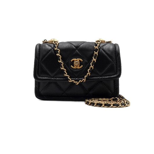 CHANEL AP1664 Petit Sac Chain Tote Bag in Schwarz Lammleder mit goldenen Beschlägen 157899982 [P]
