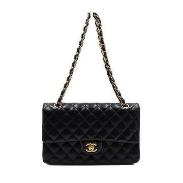 CHANEL Schwarze Lammleder Mittelgröße Klapp Classic Goldkette Schultertasche A01112 157899995 [P]