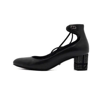 Dior Black Leather Silver Studded Pumps Strap Women's Shoes aa65377 157914560 [P]