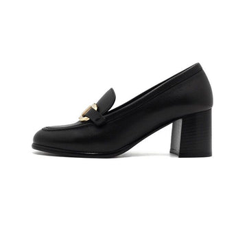 SALVATORE FERRAGAMO 01H369 schwarze Leder MARLENA Loafer mit goldenen Logo für Damen aa65441 157914572 [P]