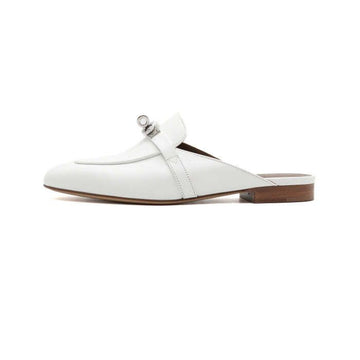 HERMES H212296Z White Goat Skin OZ Oz Kelly Buckle Damen Mule Sandalen 65471 157914575 [P]