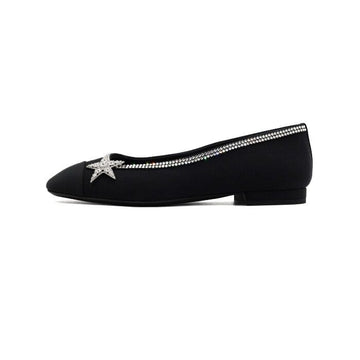 CHANEL Black Two-Tone Star Crystal-Decorated Ballerina Flats G36024 157914580 [P]