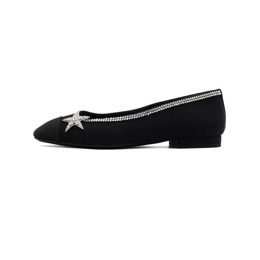 CHANEL Black Two-Tone Star Crystal-Decorated Ballerina Flats G36024 157914580 [P]