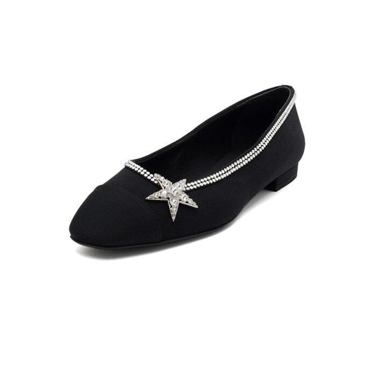 CHANEL Black Two-Tone Star Crystal-Decorated Ballerina Flats G36024 157914580 [P]
