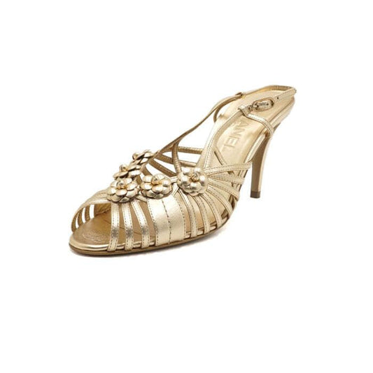 CHANEL Gold Camellia Strap Women's Sandals G37001 157914661 [P]