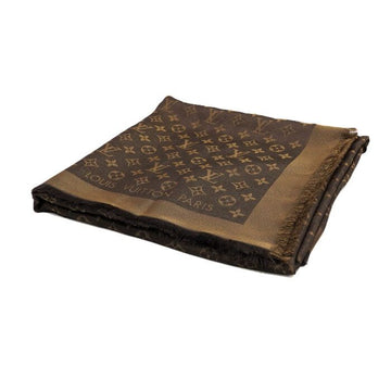 Louis Vuitton Brown Silk Blend Monogram Shine Shawl Scarf 142CM 157917063 [P]