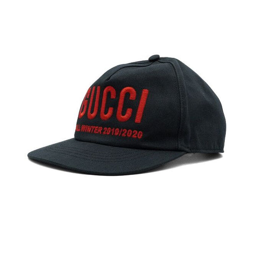 Gucci Black Cotton Embroidered Logo Men's Baseball Cap 596211 157930004 [P]