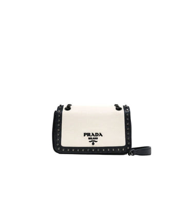 Prada Black White Studded Chain Shoulder Bag 64064 157933890 [P]