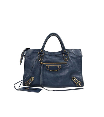 BALENCIAGA ネイビー メタリック エッジ モーター トートバッグ 64059 157933893 [P]