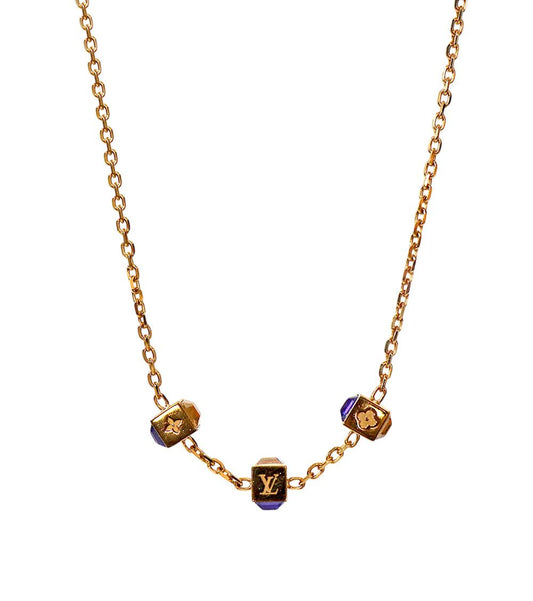 Louis Vuitton Cubic Cube Gold Necklace 63789 157937603 [P]