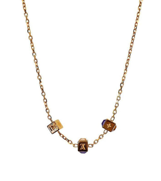 Louis Vuitton Cubic Cube Gold Necklace 63789 157937603 [P]