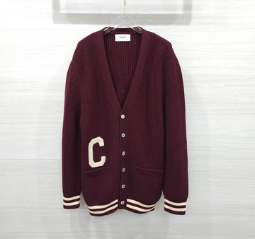 Celine Cardigan Cotton Burgundy Ecru 2AD7O192W 157242287 [P]