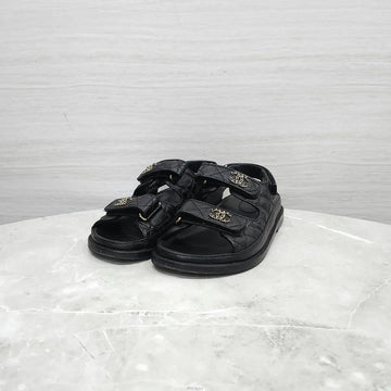 CHANEL Velcro Caviar Sandalen Schwarz G35927 157946482 [P]