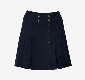 CHANEL ラップスタイルプリーツスカート ネイビー 24インチ AFD033255N 157333335 [P]
