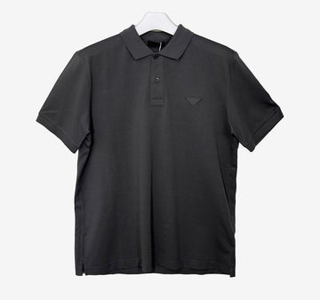 PRADA UJN444 ピケトライアングルロゴ半袖Tシャツ L グレー コットン 4EVX5TD2 157953158 [P]
