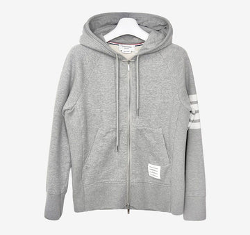 THOM BROWNE Schräger Hoodie mit Reißverschluss Größe 3 Hellgrau WSKWO4N0 157955694 [P]