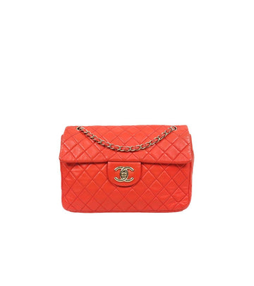 CHANEL オレンジ キルティング フラップ チェーン ショルダーバッグ 63633 157977193 [P]