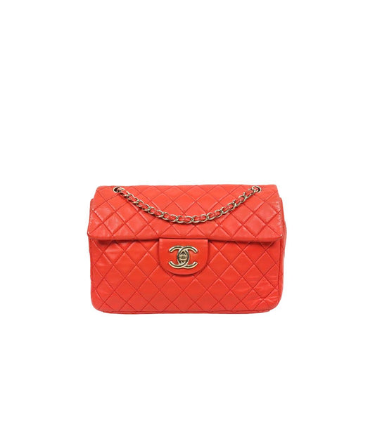 CHANEL オレンジ キルティング フラップ チェーン ショルダーバッグ 63633 157977193 [P]