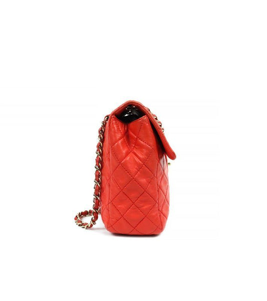 CHANEL オレンジ キルティング フラップ チェーン ショルダーバッグ 63633 157977193 [P]