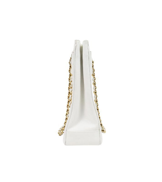 CHANEL ホワイトキャビアキルティングCCターンロックチェーンショルダーバッグ63636 157977194 [P]