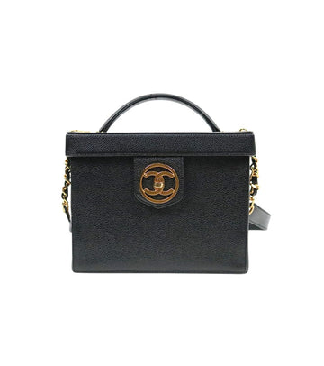 CHANEL ブラックキャビアCCトップハンドルバニティトートバッグ 62960 157978055 [P]
