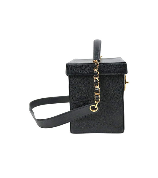CHANEL ブラックキャビアCCトップハンドルバニティトートバッグ 62960 157978055 [P]