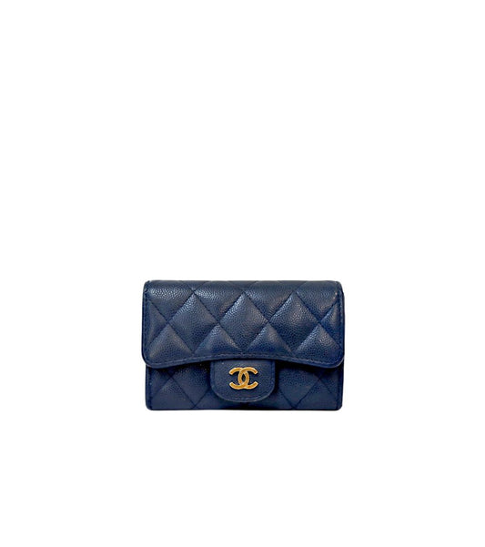 CHANEL ネイビー キャビアスキン カード財布 60355 157978072 [P]