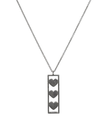 Tiffany & Co Triple Heart Bar Silver Necklace 63300 157978806 [P]