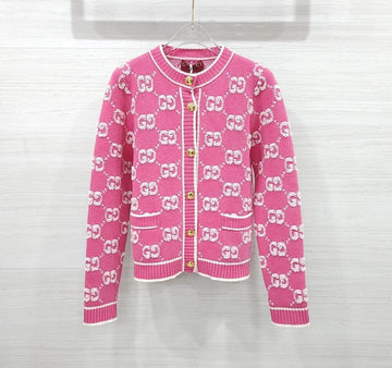 GUCCI ウールブークレジャカードカーディガン ピンク 713300 157237096 [P]