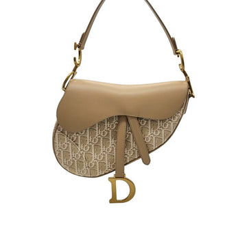 Dior Unused Saddle Oblique Jacquard Leather Shoulder Bag Beige DIB101312 151516795 [P]