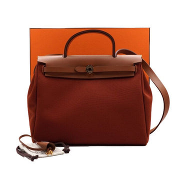 Hermes Cuir Orange Canvas Hardware Tote and Shoulder Bag 31 H082268 157985432 [P]