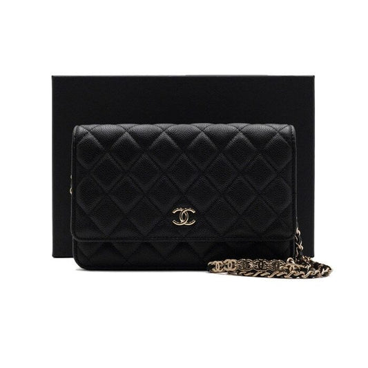 CHANEL Black Caviar Gold CC Logo Chain WOC Crossbody Shoulder Bag AP2614 157985434 [P]