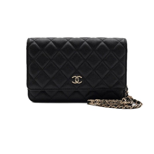 CHANEL Black Caviar Gold CC Logo Chain WOC Crossbody Shoulder Bag AP2614 157985434 [P]