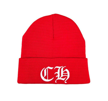 CHROME HEARTS 未使用の刺繍ビーニー レッド 6JNDMWWR 155762020 [P]