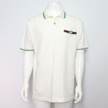 GUCCI Weiße Baumwolle Web Interlocking G Polo Herren Kurzarm T-Shirt 628339 158010648 [P]