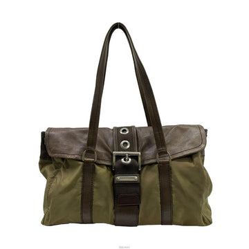 Prada Khaki Leather Tote Bag 11029 158030190 [P]