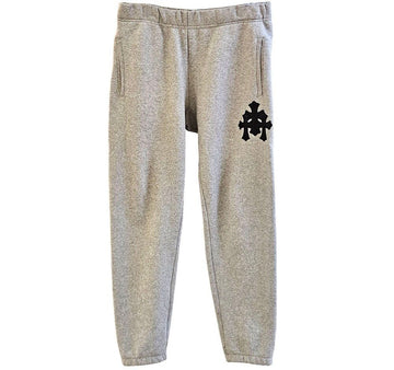CHROME HEARTS Jogginghose mit Lederpatch Größe M Grau DK1O05EH 155954817 [P]