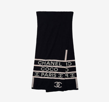 CHANEL Ungenutzter AAA141 Atelier Kollektion Schriftzug Schal Schwarz Rosa Kaschmir 66BTB33N 157571506 [P]