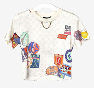 LOUIS VUITTON マヒナ パッチ プリント クロップ トップ Tシャツ AFD033656N 158113747 [P]