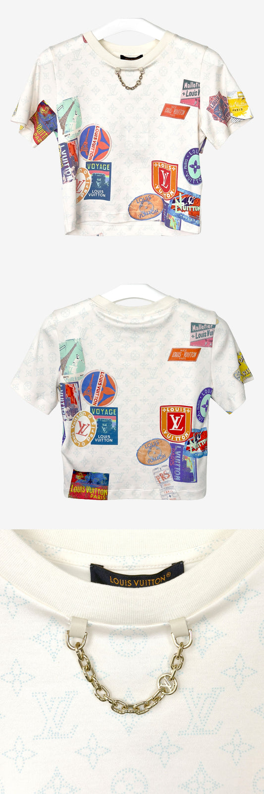 LOUIS VUITTON マヒナ パッチ プリント クロップ トップ Tシャツ AFD033656N 158113747 [P]