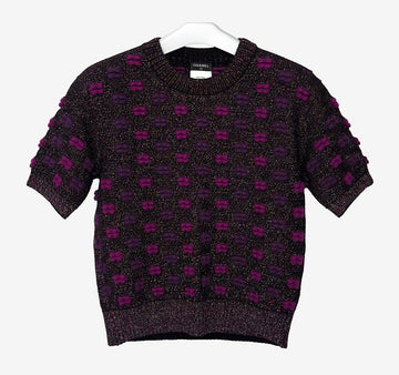 CHANEL 女性用ココマークメタリック半袖ニット CHB110524 151516090 [P]
